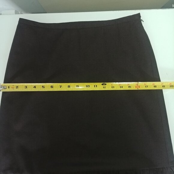 Ann Taylor wool midi skirt dark chocolate brown pleated flounce bottom 4 Petite - Picture 10 of 14